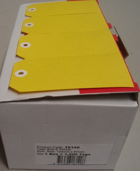 Avery 16140 Shipping Tags Size 6 Yellow 134 x 67mm Box 1000